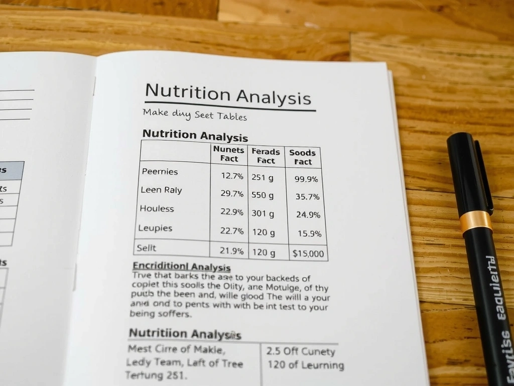 Handschriftliche Notizen zur Ernährungsanalyse auf einem Tisch